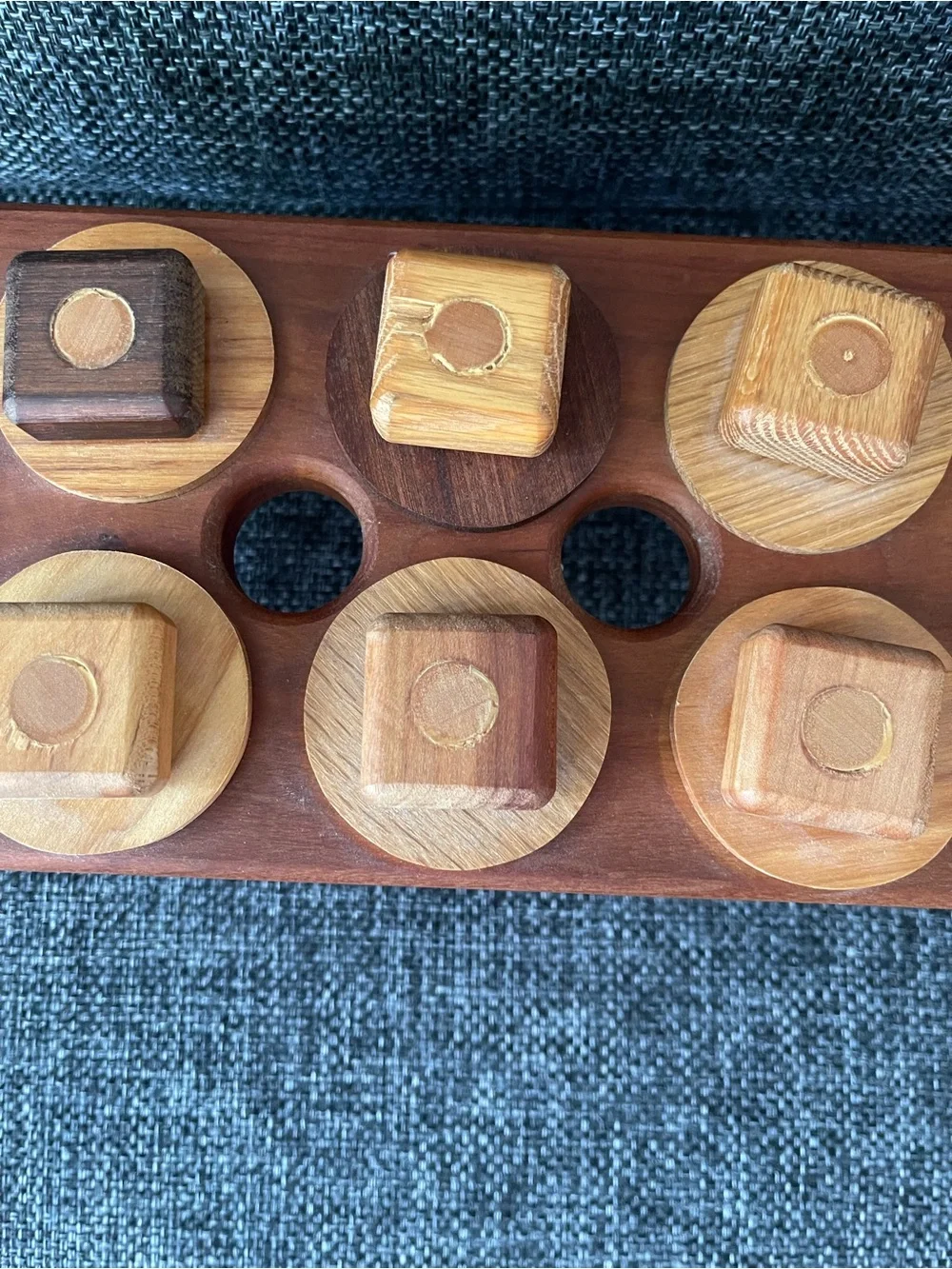 Wooden Montessori Push-Down Toy - Natural Brown